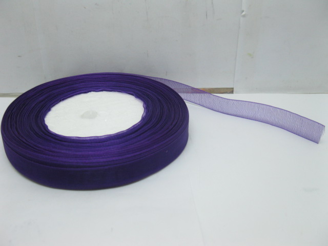 10Rolls X 50Yards Dark Purple Organza Ribbon 12mm - Click Image to Close